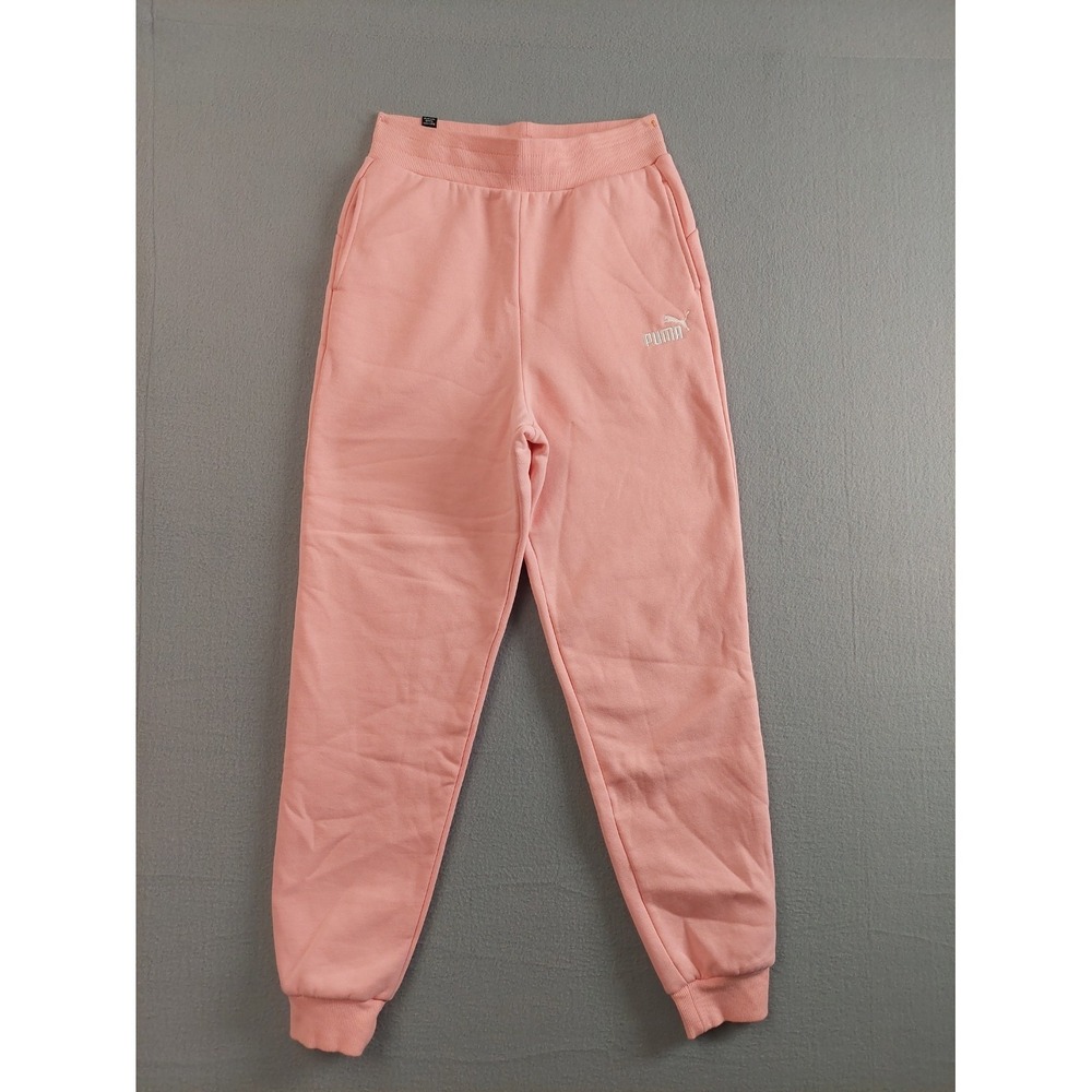 Puma Women Sweatpant XS Pink Fleece Elastic Waist Pull On Tapered Leg Stretch